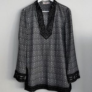 Tory Burch Embellished Navy Long Sleeve Tunic